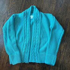 Garnet Hill Kids organic cotton shawl-style sweater, girls size L